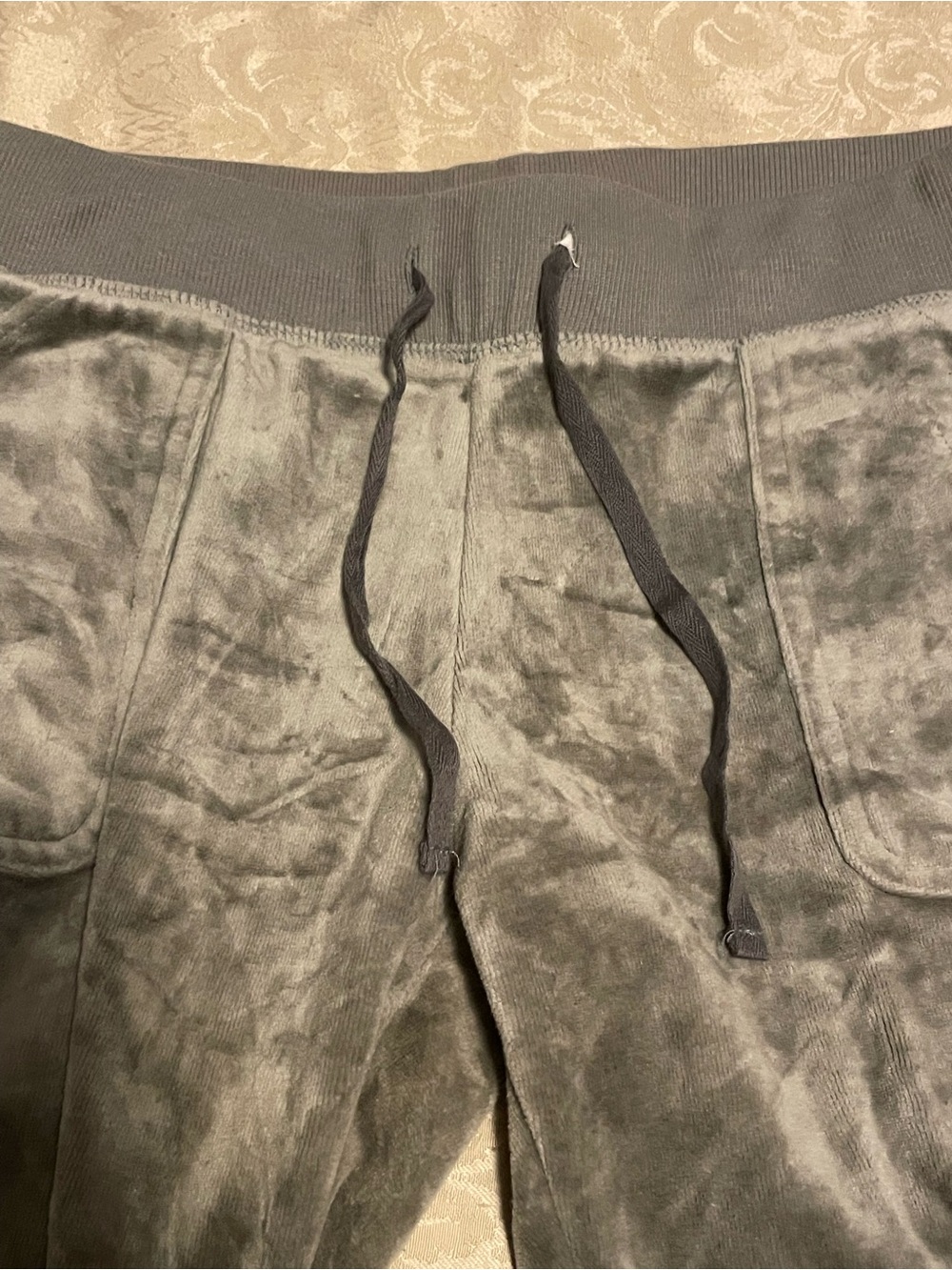 Anna Fashion Gray Velour Drawstring Pants size Large
